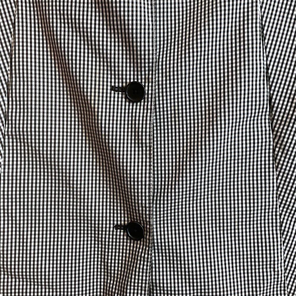 Women's Black White Gingham Rain Jacket Coat Size M - Picture 6 of 12